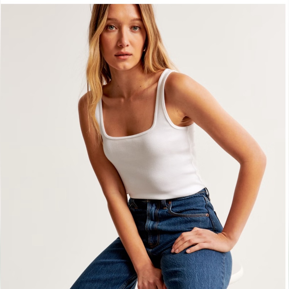 Square Neck White Cropped Tank